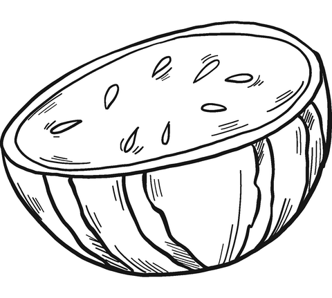 Half Watermelon Coloring Page